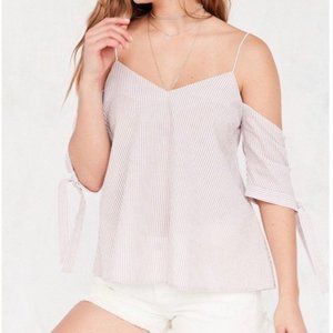 Kimchi Blue Seersucker Striped Cold Shoulder Top S